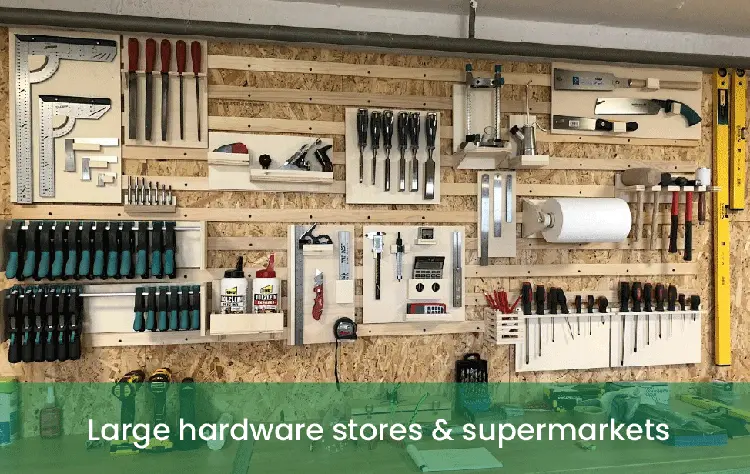large hardware stores & supermarkets