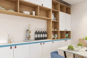 modern custom mfc cabinets made with high performance plain particle board from a professional china manufacturer